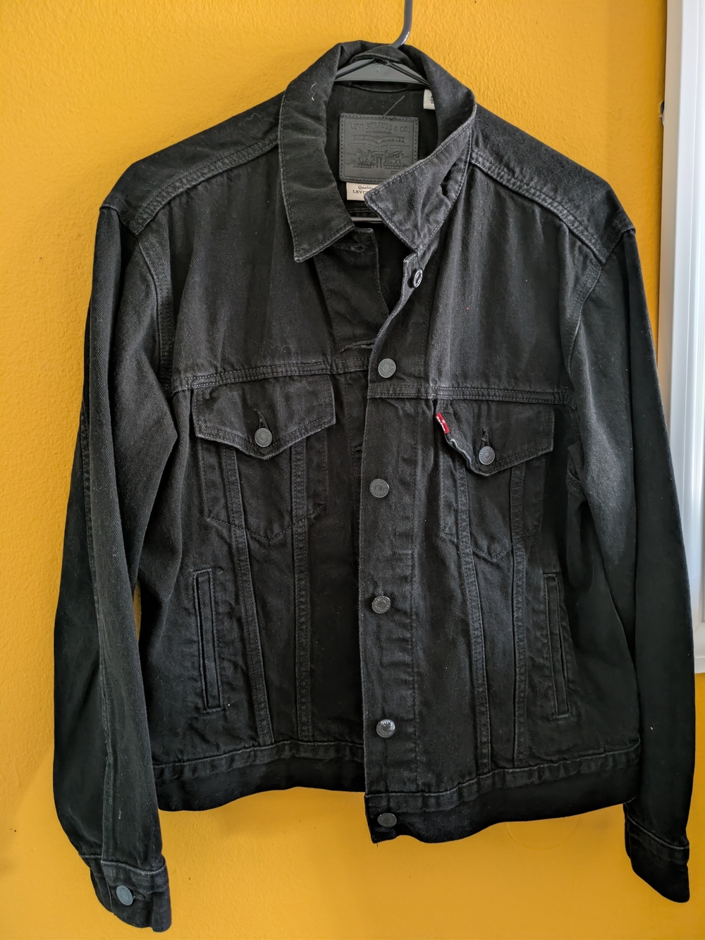 Men's Wash Black Denim Jacket - Classic Trucker Style